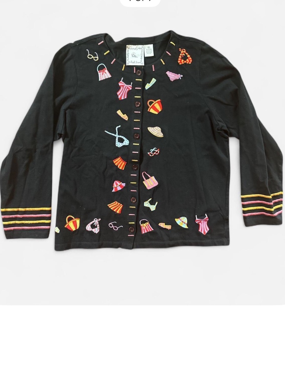 Vintage Michael Simon Lite cardigan boho embroidered grandmacore beach coastal M